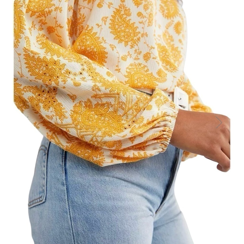 Daytrip by Buckle Women's Yellow/White Paisley Print Tie Back Shirt Size Small - Picture 10 of 10